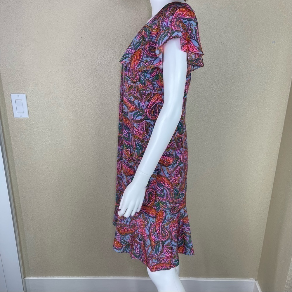 J. Crew Silk Dress Ruffle Vibrant Paisley F4349 - Picture 6 of 15